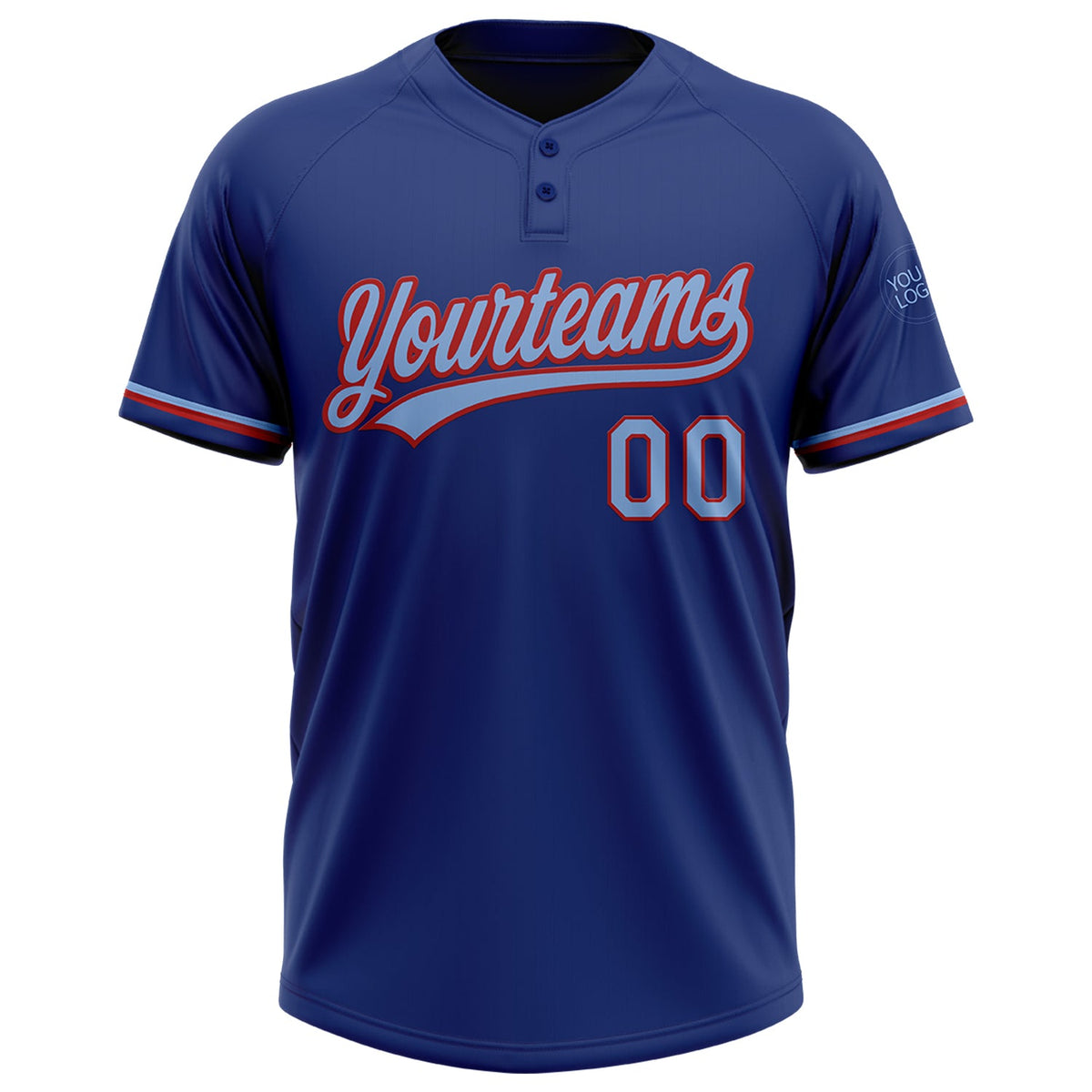 Custom Royal Light Blue-Red Two-Button Unisex Softball Jersey Limited
