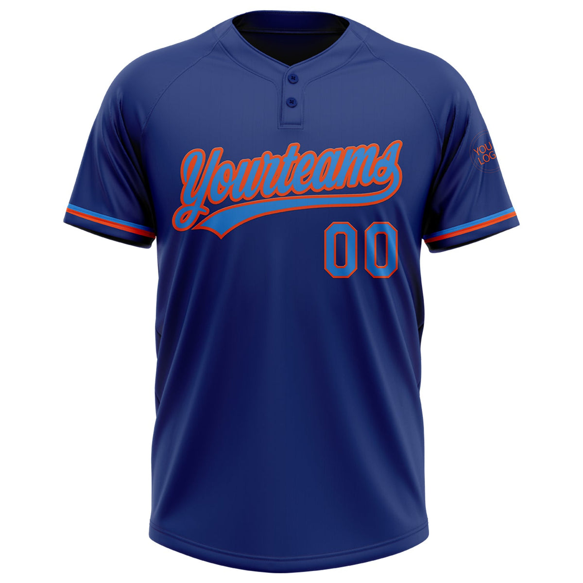 Custom Royal Powder Blue-Orange Two-Button Unisex Softball Jersey Limited
