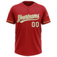 Custom Red White-Old Gold Two-Button Unisex Softball Jersey Limited