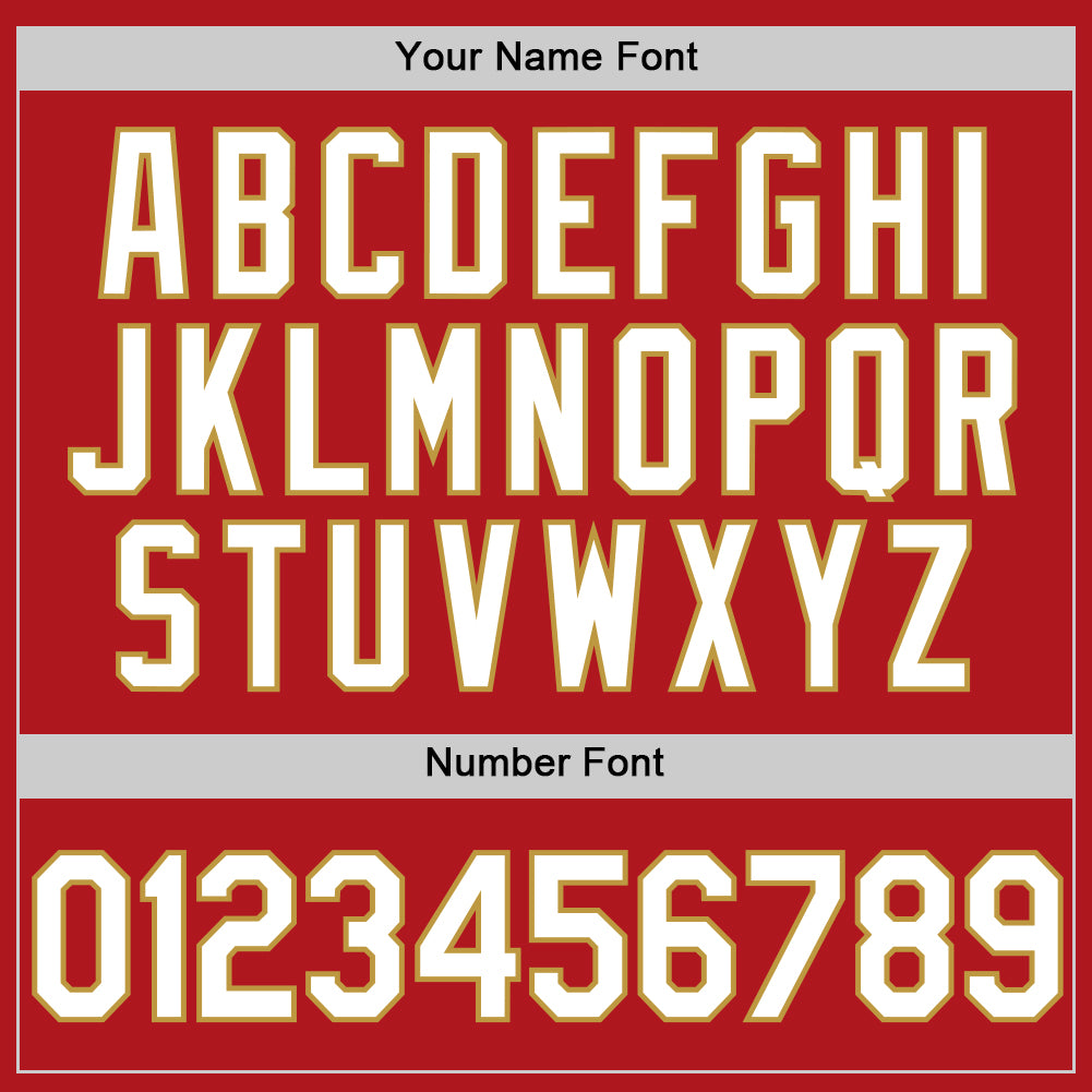 Custom Red White-Old Gold Two-Button Unisex Softball Jersey Limited