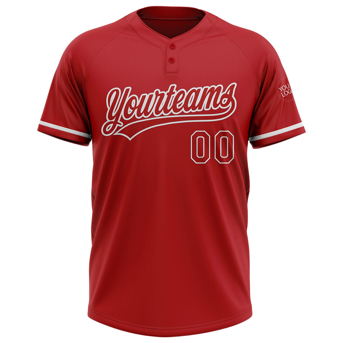 Custom Red White Two-Button Unisex Softball Jersey Limited