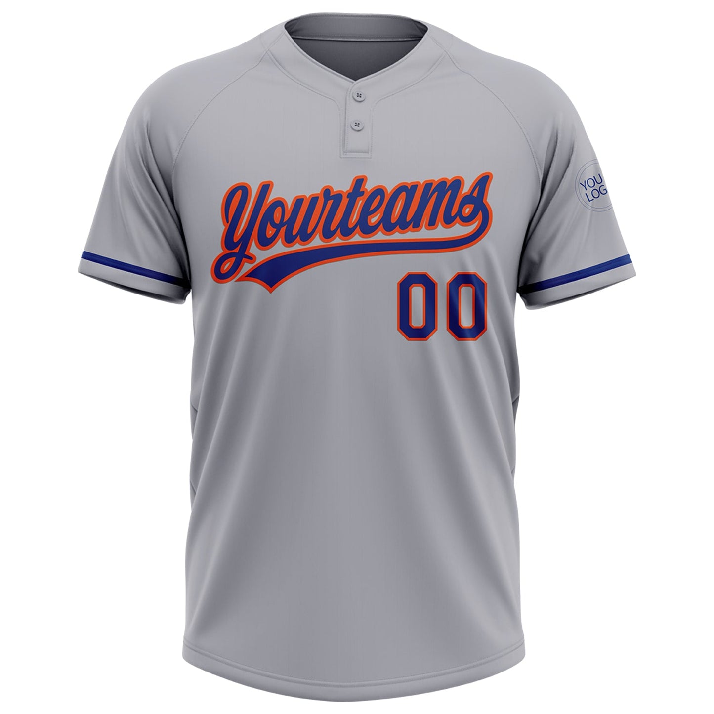 Custom Gray Royal-Orange Two-Button Unisex Softball Jersey Limited
