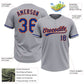 Custom Gray Royal-Orange Two-Button Unisex Softball Jersey Limited
