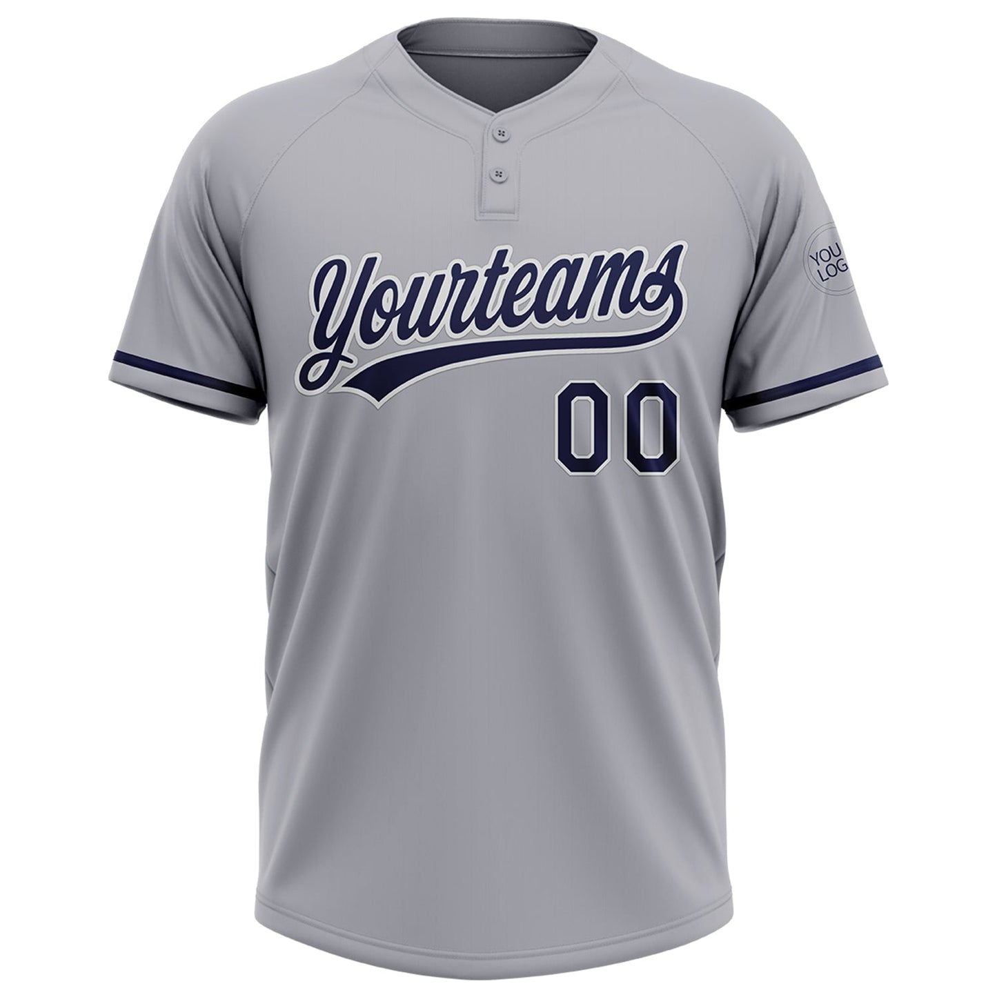 Custom Gray Navy-White Two-Button Unisex Softball Jersey Limited