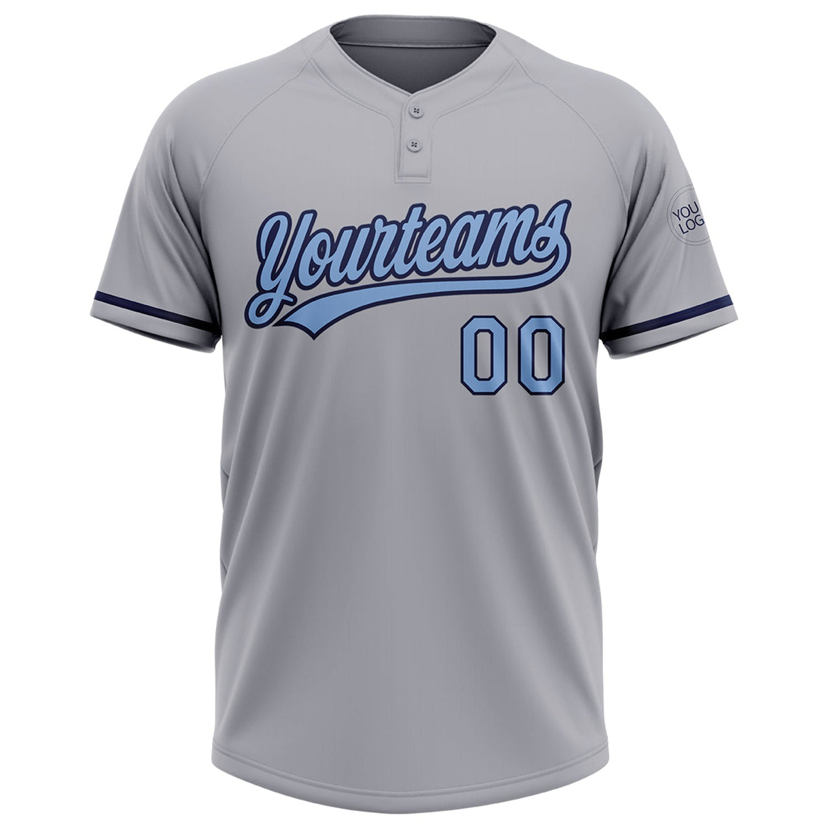 Custom Gray Light Blue-Navy Two-Button Unisex Softball Jersey Limited