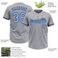 Custom Gray Light Blue-Navy Two-Button Unisex Softball Jersey Limited