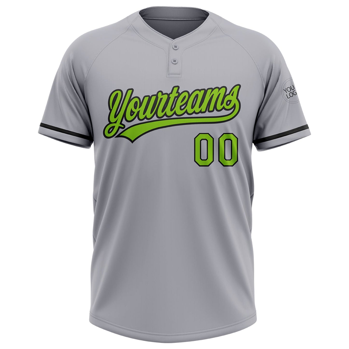 Custom Gray Neon Green-Black Two-Button Unisex Softball Jersey Limited