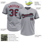 Custom Gray Crimson Black-Aqua Two-Button Unisex Softball Jersey Limited