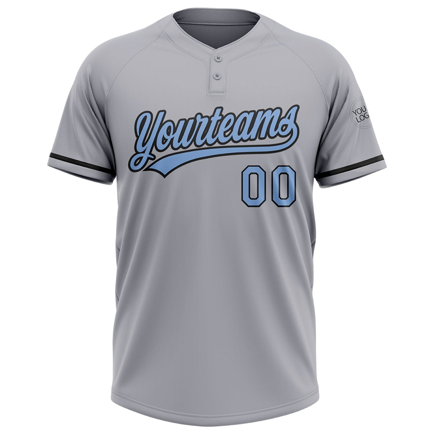 Custom Gray Light Blue-Black Two-Button Unisex Softball Jersey Limited
