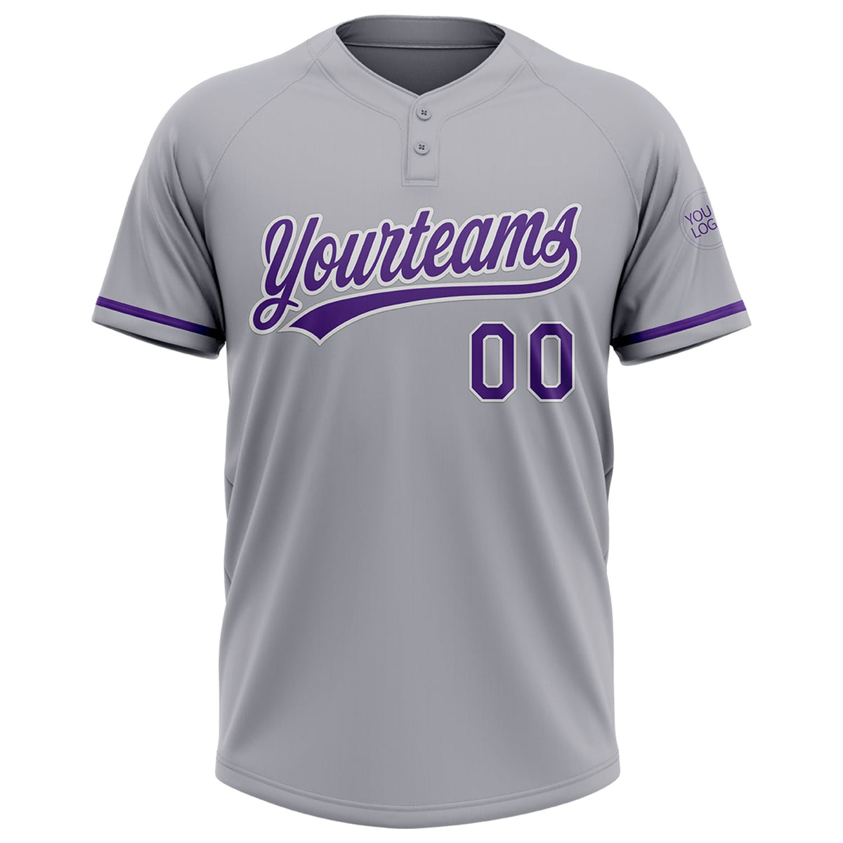 Custom Gray Purple-White Two-Button Unisex Softball Jersey Limited
