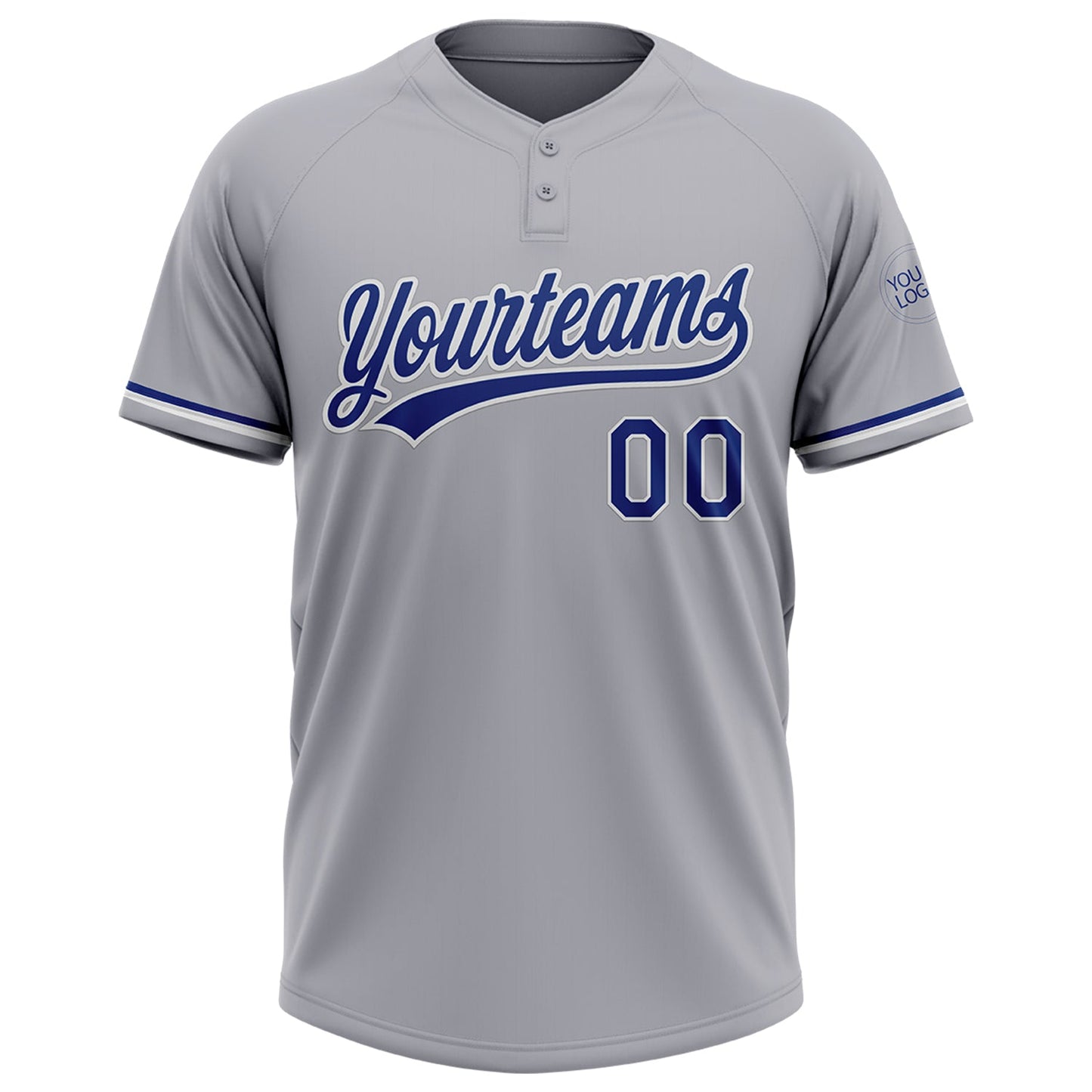Custom Gray Royal-White Two-Button Unisex Softball Jersey Limited