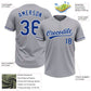 Custom Gray Royal-White Two-Button Unisex Softball Jersey Limited