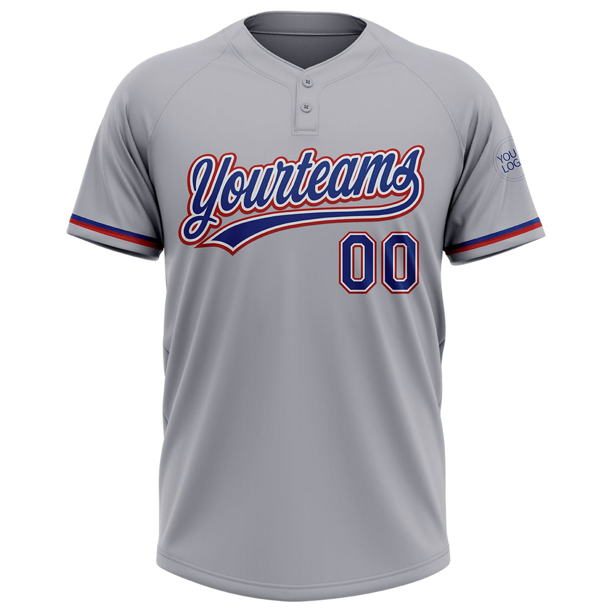 Custom Gray Royal-Red Two-Button Unisex Softball Jersey Limited