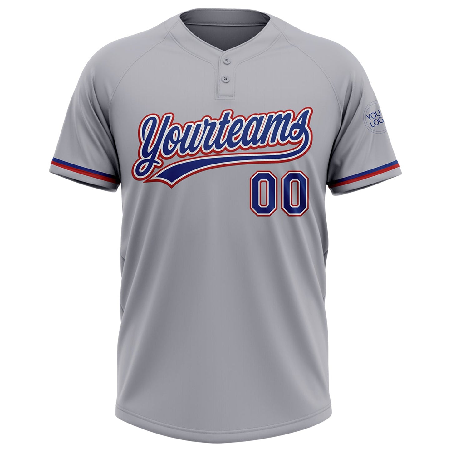 Custom Gray Royal-Red Two-Button Unisex Softball Jersey Limited