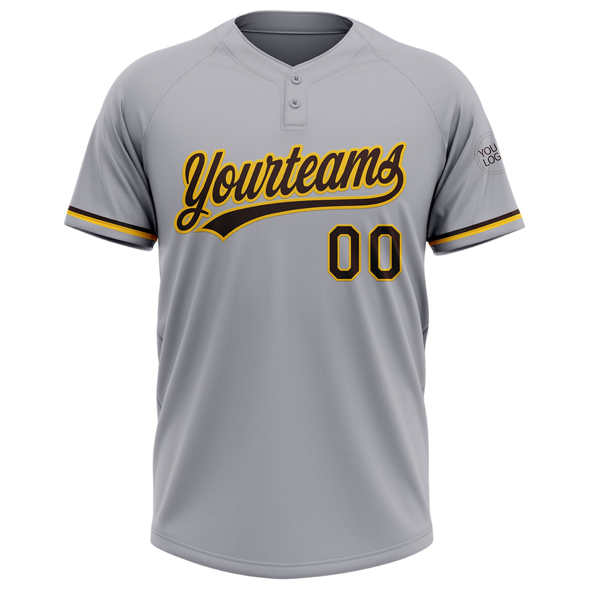 Custom Gray Brown-Yellow Two-Button Unisex Softball Jersey Limited