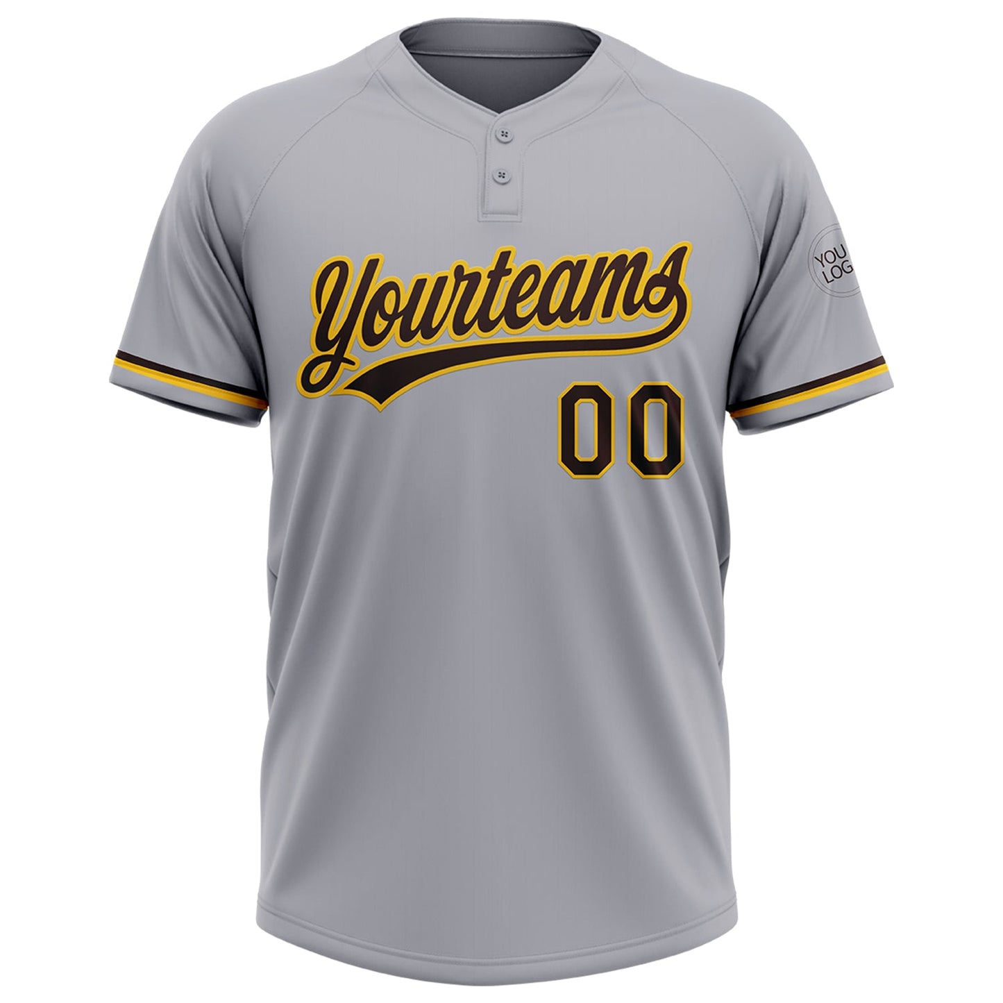 Custom Gray Brown-Yellow Two-Button Unisex Softball Jersey Limited