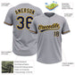 Custom Gray Navy-Gold Two-Button Unisex Softball Jersey Limited