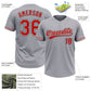 Custom Gray Red-Black Two-Button Unisex Softball Jersey Limited