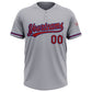 Custom Gray Red-Royal Two-Button Unisex Softball Jersey Limited