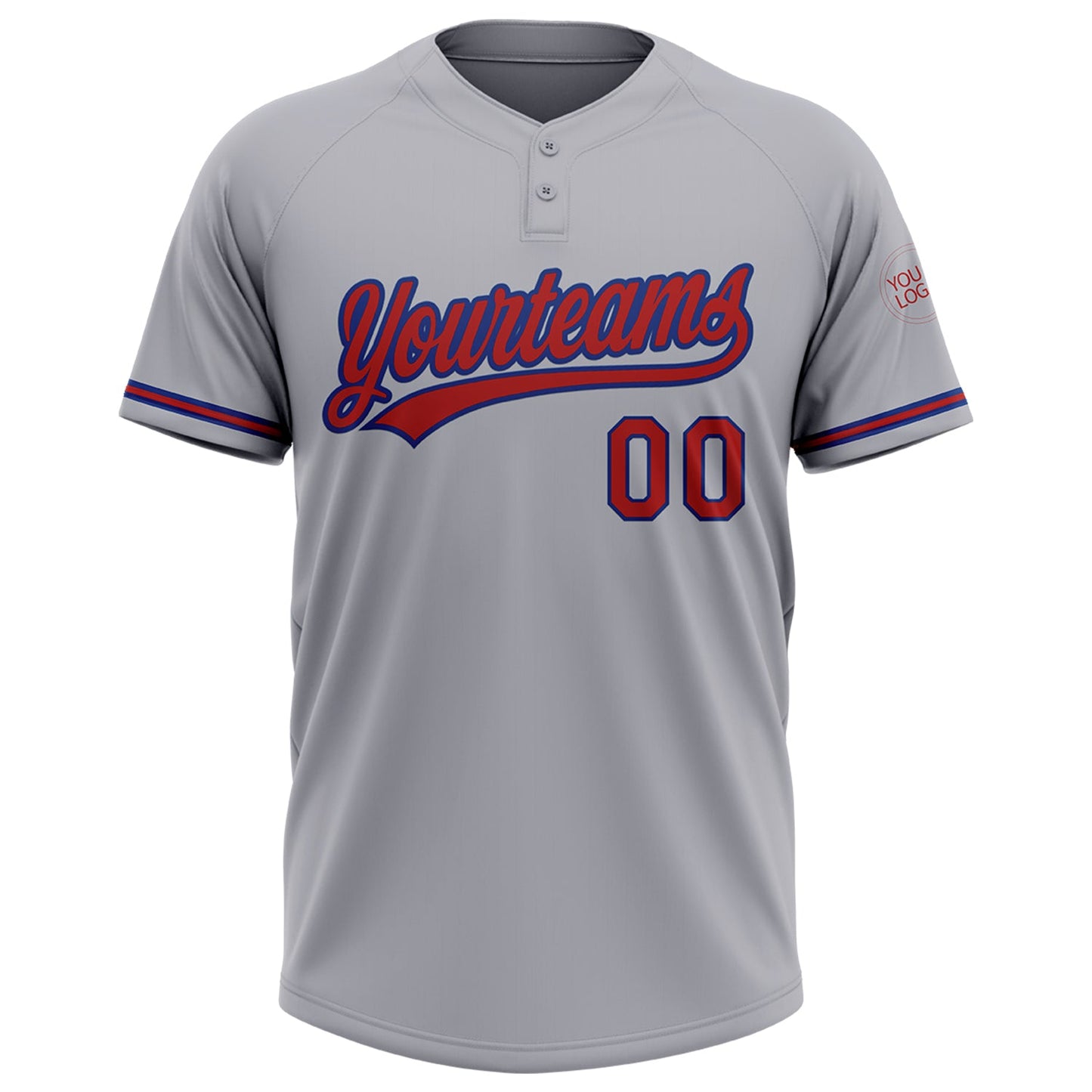 Custom Gray Red-Royal Two-Button Unisex Softball Jersey Limited
