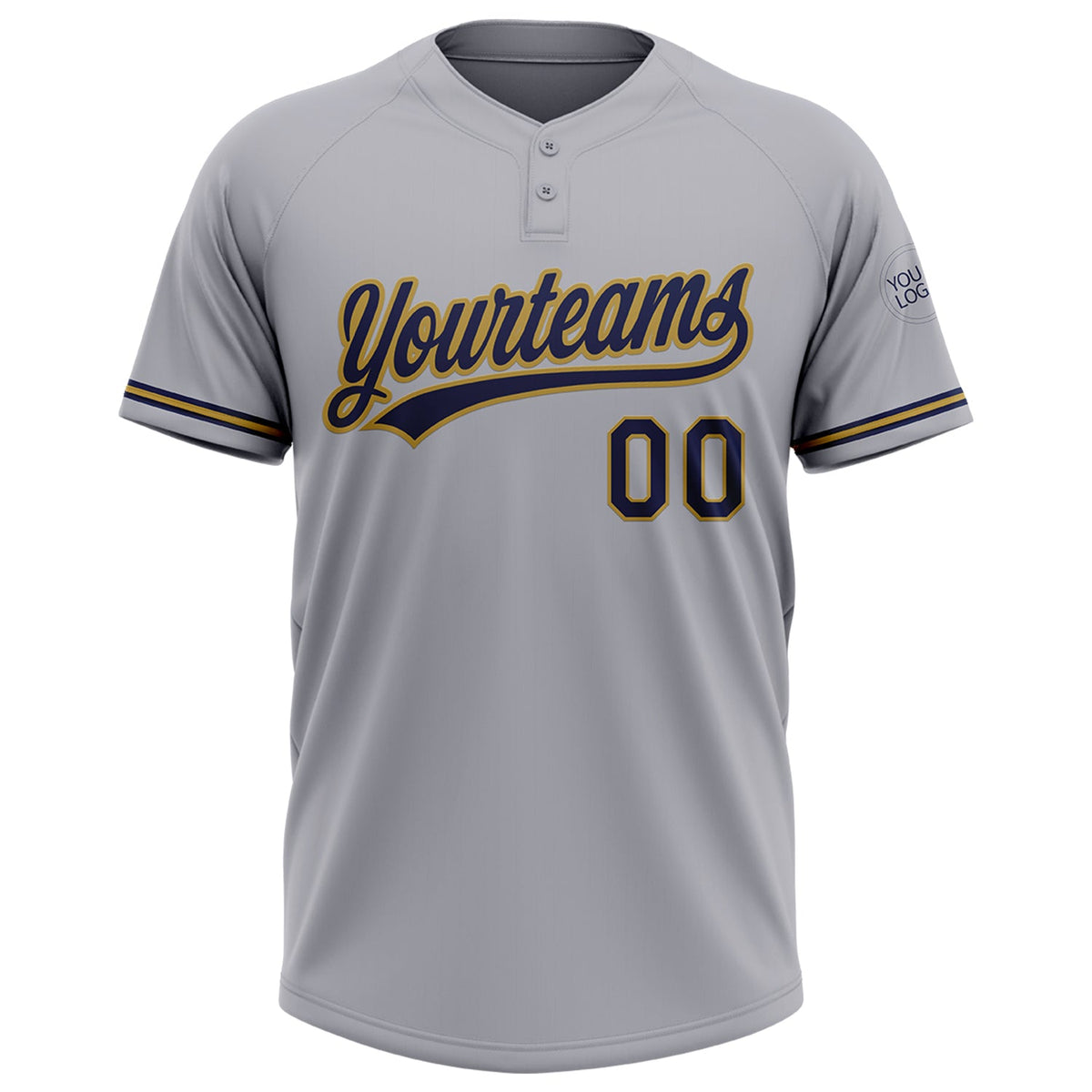 Custom Gray Navy-Old Gold Two-Button Unisex Softball Jersey Limited