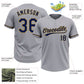 Custom Gray Navy-Old Gold Two-Button Unisex Softball Jersey Limited