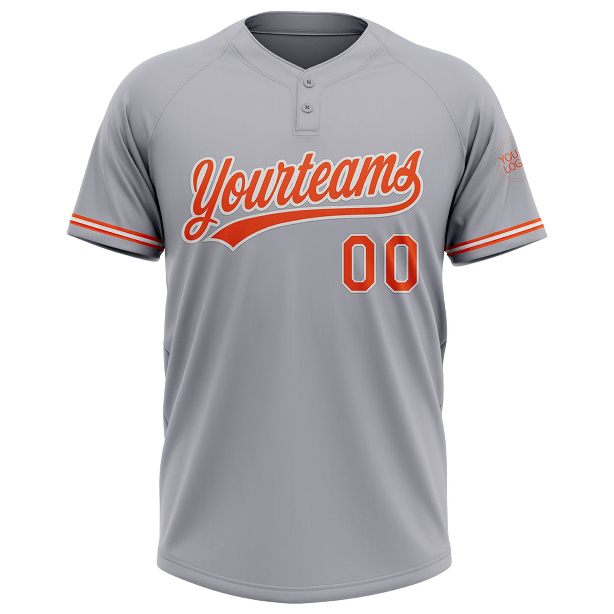 Custom Gray Orange-White Two-Button Unisex Softball Jersey Limited