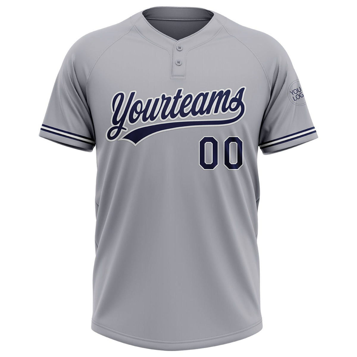 Custom Gray Navy-White Two-Button Unisex Softball Jersey Limited