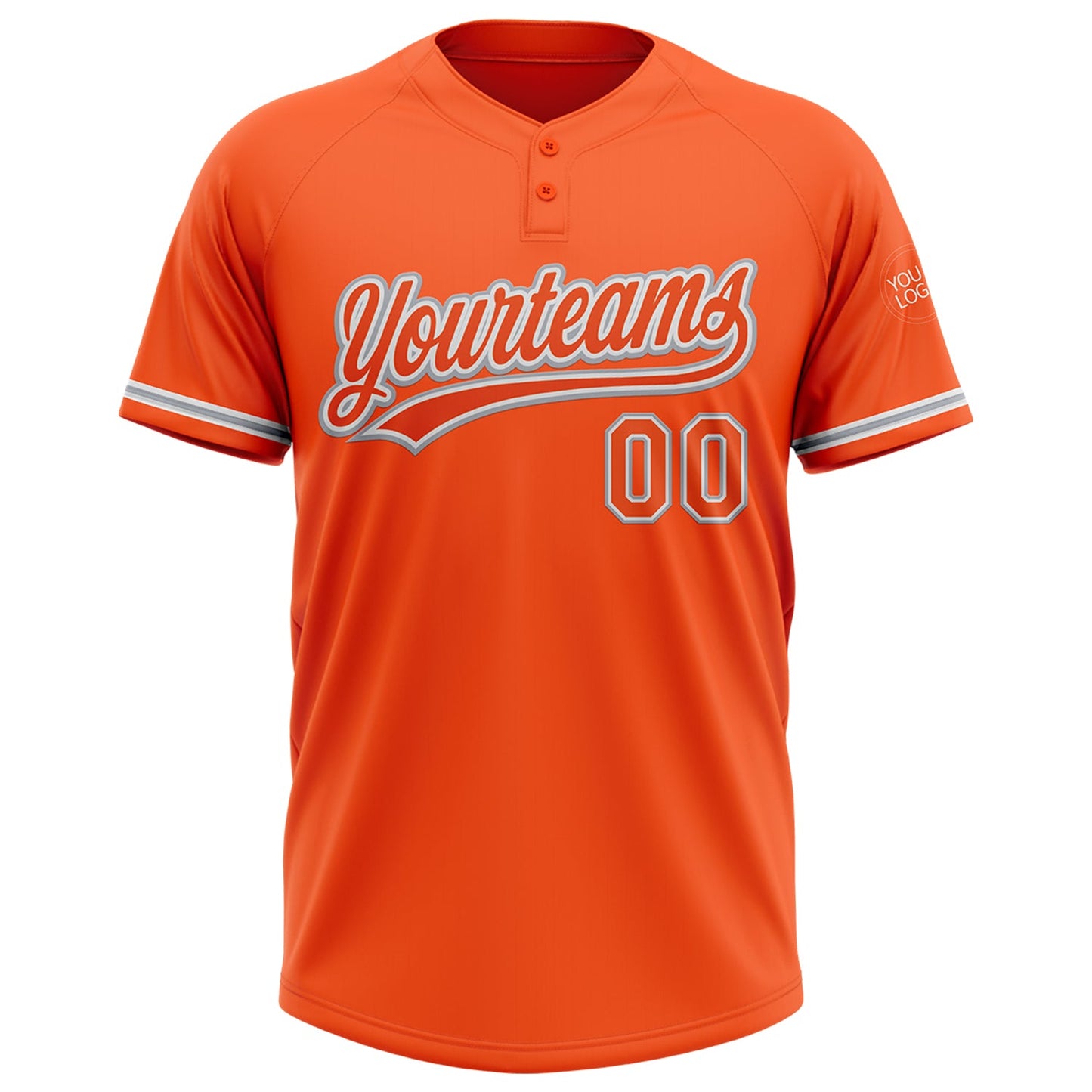 Custom Orange White-Gray Two-Button Unisex Softball Jersey Limited
