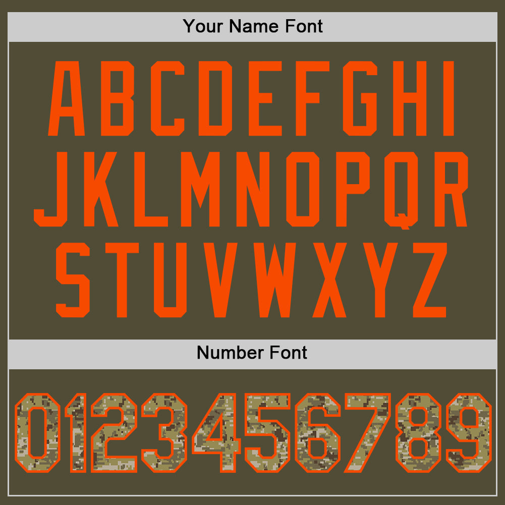 Custom Olive Camo-Orange Salute To Service Two-Button Unisex Softball Jersey Limited