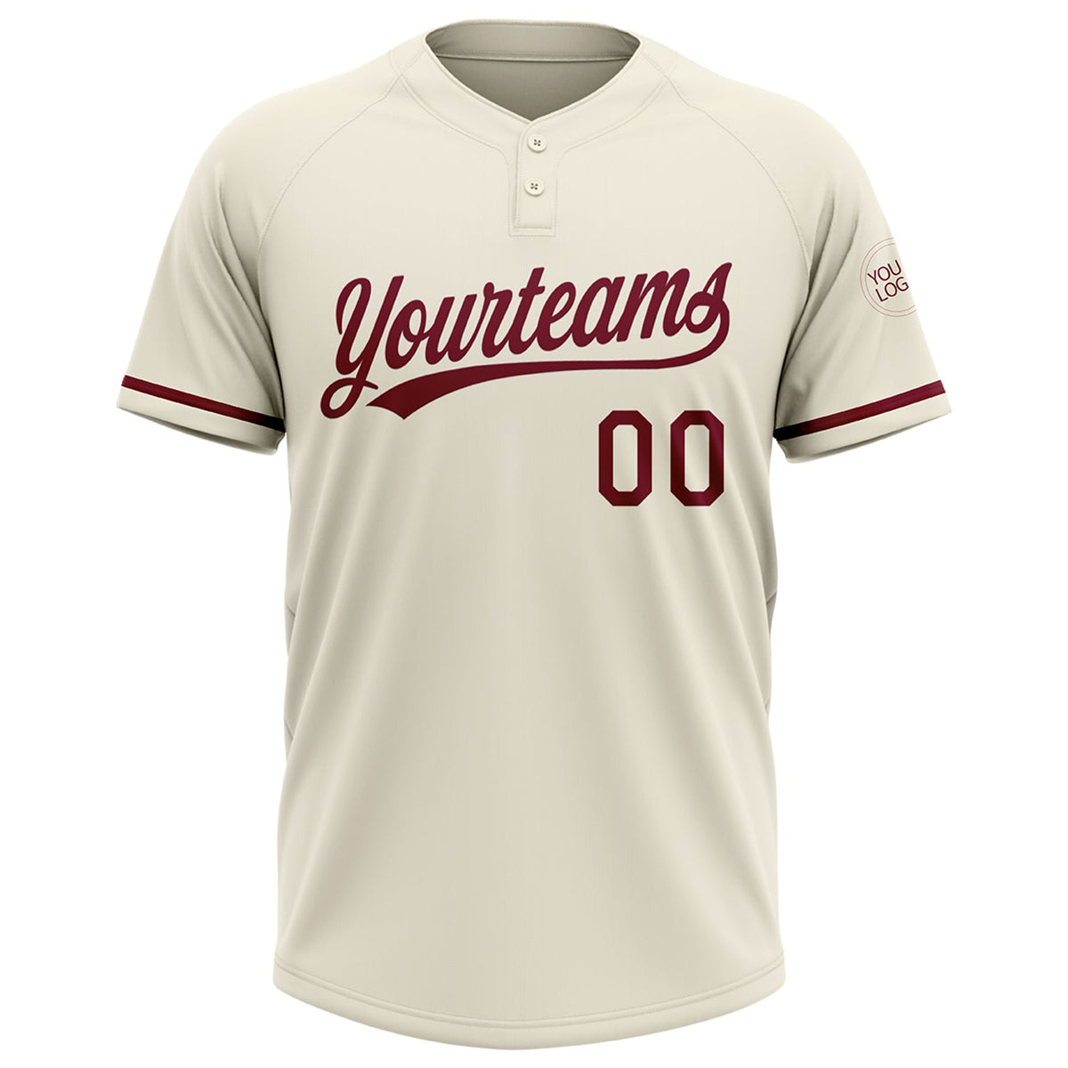 Custom Cream Crimson Two-Button Unisex Softball Jersey Limited