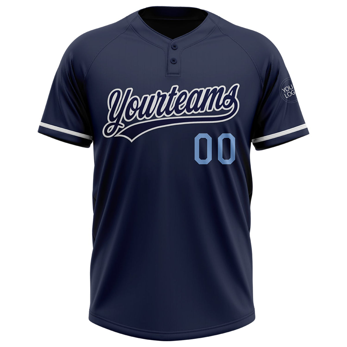 Custom Navy Light Blue-White Two-Button Unisex Softball Jersey Limited
