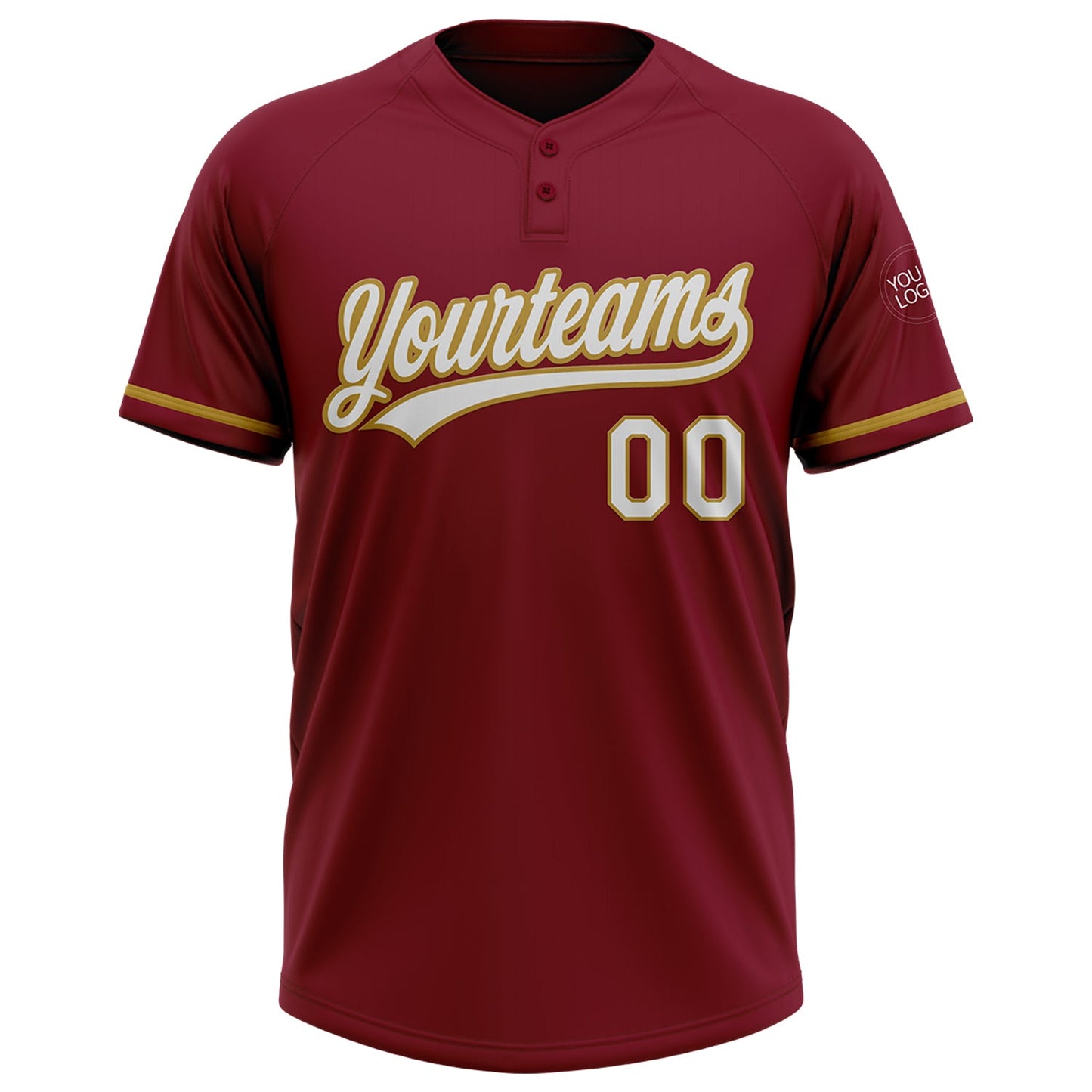 Custom Crimson White-Old Gold Two-Button Unisex Softball Jersey Limited