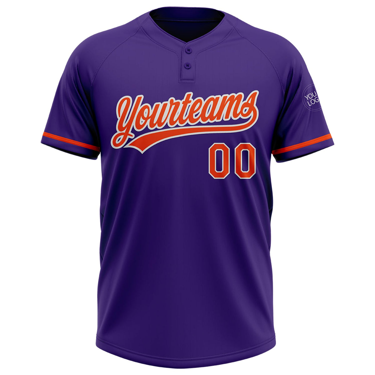 Custom Purple Orange-White Two-Button Unisex Softball Jersey Limited