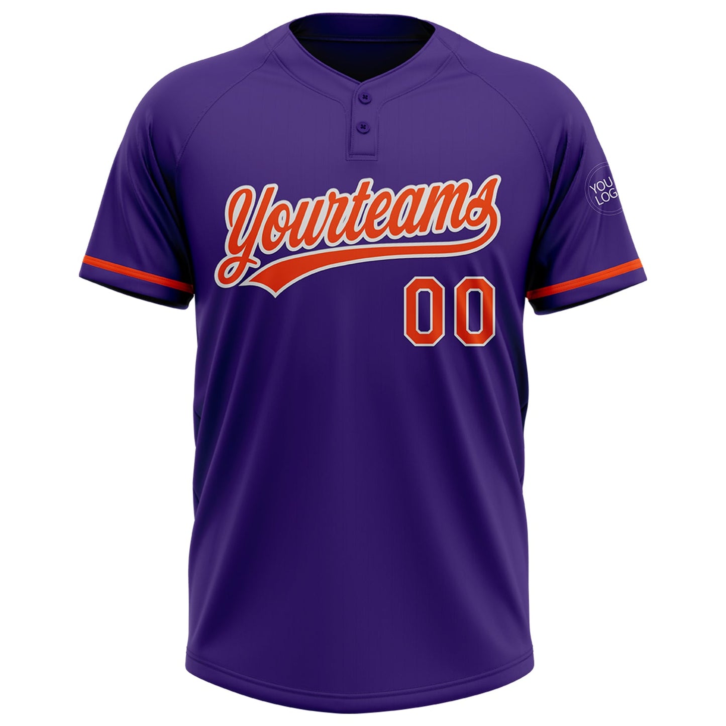 Custom Purple Orange-White Two-Button Unisex Softball Jersey Limited