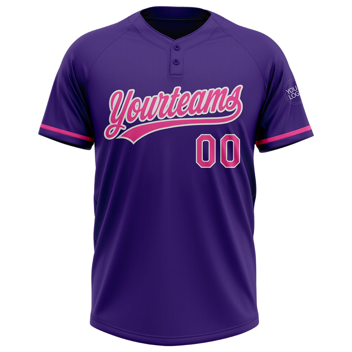 Custom Purple Pink-White Two-Button Unisex Softball Jersey Limited