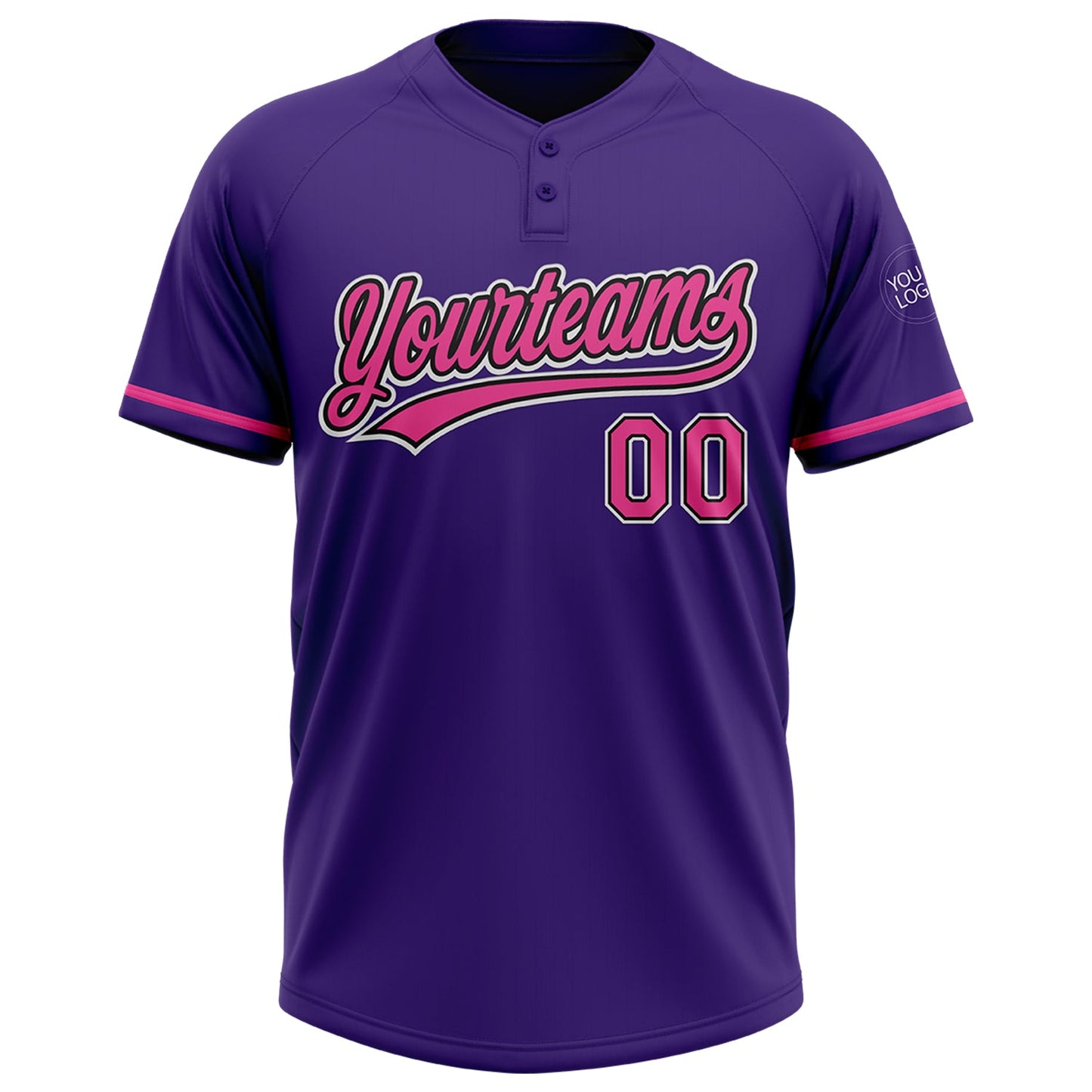 Custom Purple Pink-Black Two-Button Unisex Softball Jersey Limited