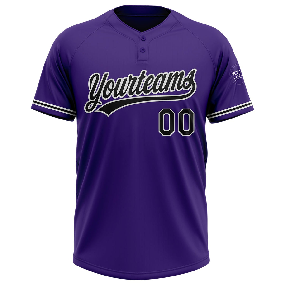 Custom Purple Black-White Two-Button Unisex Softball Jersey Limited