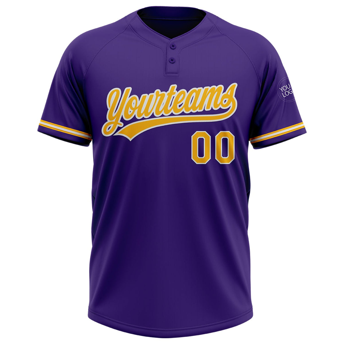 Custom Purple Gold-White Two-Button Unisex Softball Jersey Limited