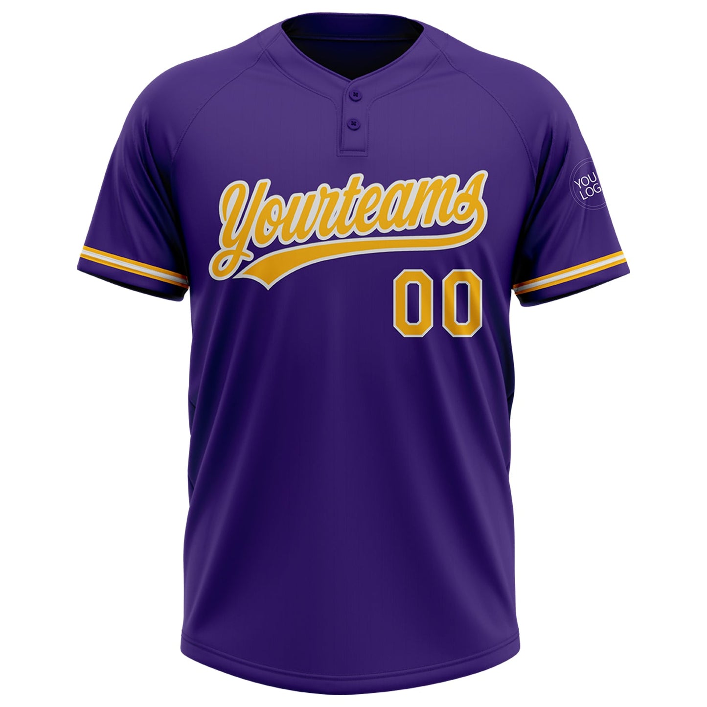 Custom Purple Gold-White Two-Button Unisex Softball Jersey Limited