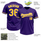 Custom Purple Gold-White Two-Button Unisex Softball Jersey Limited
