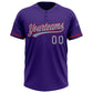 Custom Purple Light Blue-Red Two-Button Unisex Softball Jersey Limited
