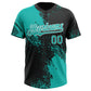 Custom Aqua Black-White 3D Pattern Abstract Brush Stroke Two-Button Unisex Softball Jersey Limited