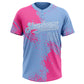 Custom Pink Light Blue-White 3D Pattern Abstract Brush Stroke Two-Button Unisex Softball Jersey Limited