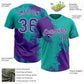 Custom Purple Aqua-White 3D Pattern Abstract Brush Stroke Two-Button Unisex Softball Jersey Limited
