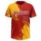 Custom Gold Red-White 3D Pattern Abstract Brush Stroke Two-Button Unisex Softball Jersey Limited