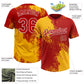 Custom Gold Red-White 3D Pattern Abstract Brush Stroke Two-Button Unisex Softball Jersey Limited