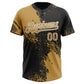 Custom Old Gold Black-White 3D Pattern Abstract Brush Stroke Two-Button Unisex Softball Jersey Limited