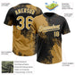 Custom Old Gold Black-White 3D Pattern Abstract Brush Stroke Two-Button Unisex Softball Jersey Limited