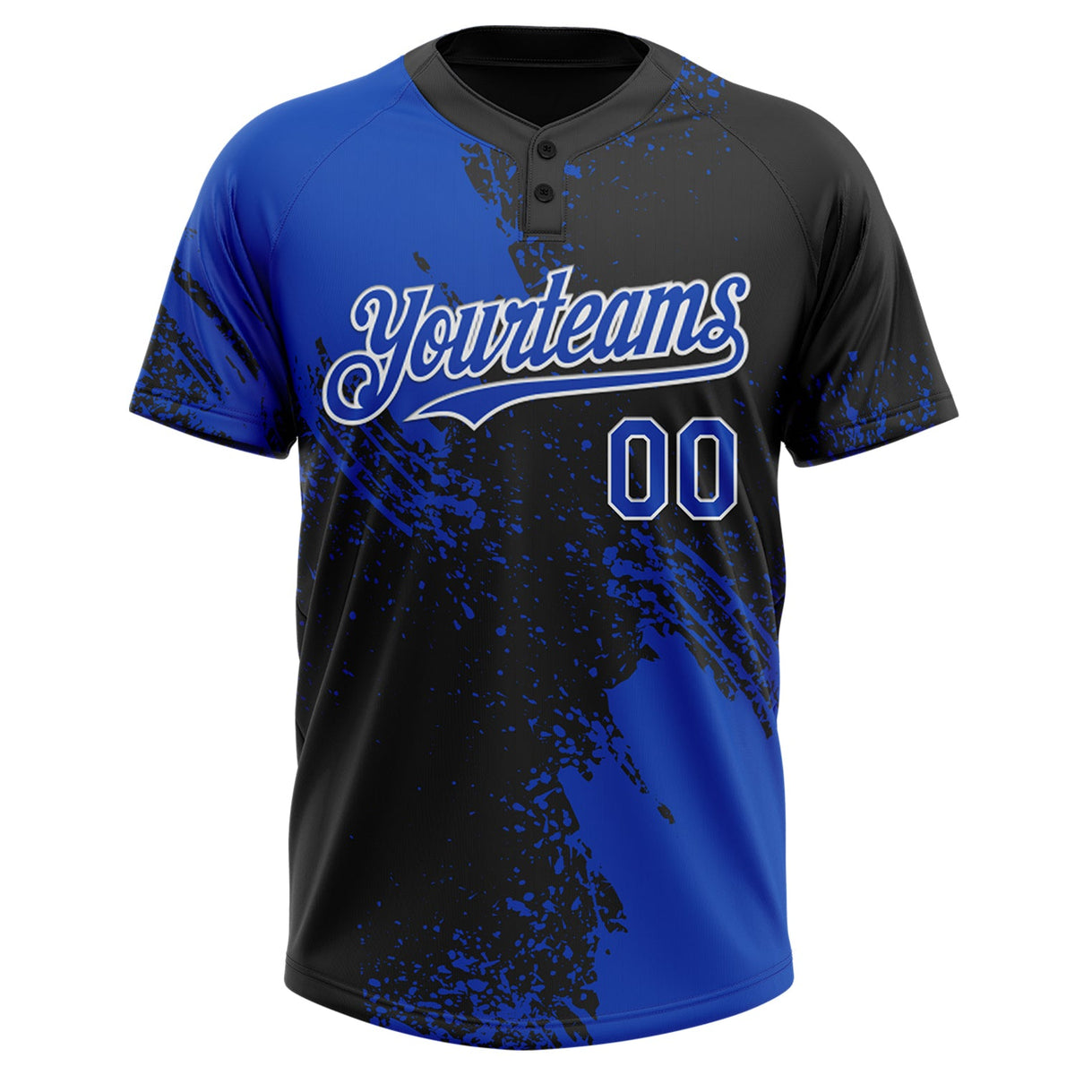 Custom Black Thunder Blue-White 3D Pattern Abstract Brush Stroke Two-Button Unisex Softball Jersey Limited